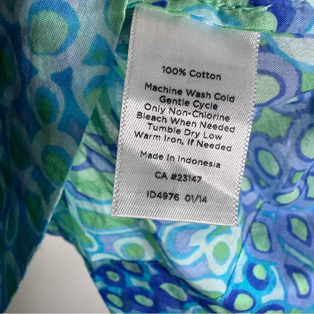 Talbots Womens 20W Blue Green Print Sleeveless Cotton Blouse NWT - Picture 5 of 5